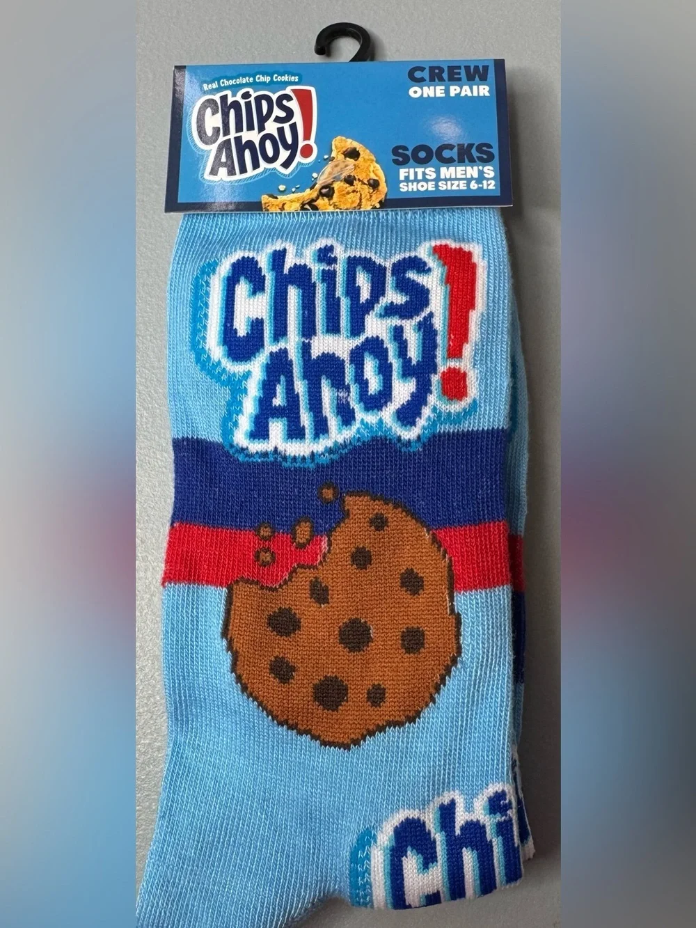 Chips Ahoy Crew Socks in Light Blue  eaten Cookie Design novelty unisex